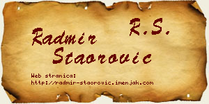 Radmir Staorović vizit kartica